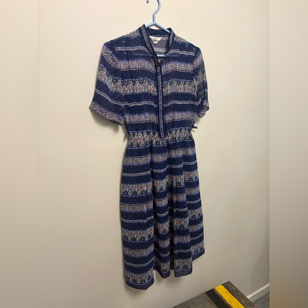 Elegant Blue Striped Dress
